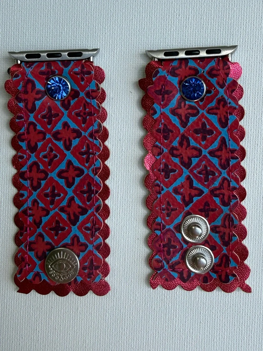 Watch Me‎ Creations Authentic Upcycled Tory Burch- Red & Blue Watch Band
